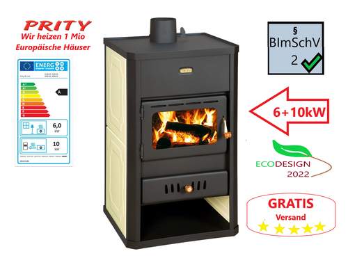 Kaminofen 6,7KW Mit Rauchrohr - BimSchV 1-2 & EEK A Für 70-90 M²