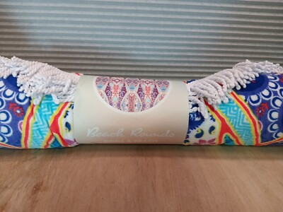 OEK-TEX Pool & Beach Rounds  MultiColor Kaleidoscope 65'' 100% Cotton  NIP