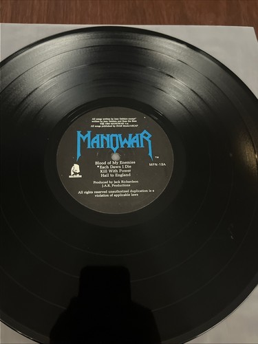 MANOWAR 'HAIL TO ENGLAND' UK Press MFN-19 VINYL LP 1984 & LYRIC INNER -VG ++ - Picture 9 of 10