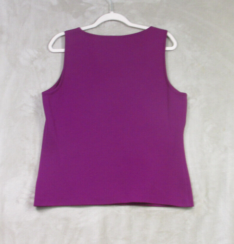 ST JOHN Santana Sleeveless Wool Blend Knit Tank Top/Shell Fuchsia Purple Size L - Picture 2 of 6