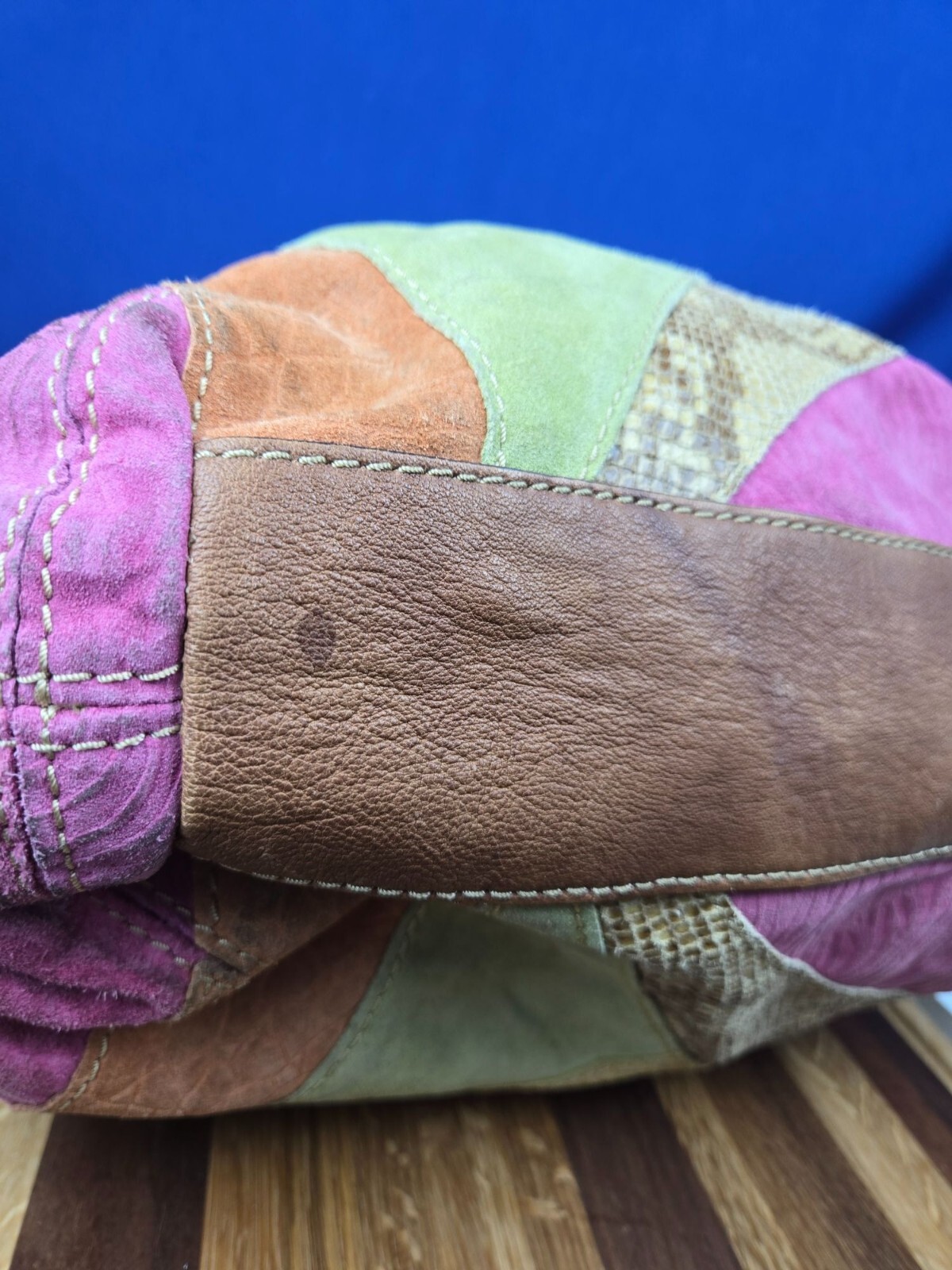 Fossil suede leather patchwork shoulder bag handb… - image 13