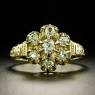 3 Ct Simulated Diamond Floral Art Deco Vintage Style Ring 14K Yellow Gold Plated