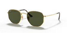 Ray-Ban Hexagonal Flat Gold/Green Polarized 51mm Sunglasses RB3548N 001/58 51-21