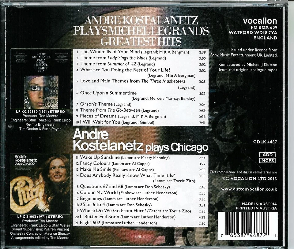 ANDRE KOSTELANETZ  " Plays Chicago / Plays Michel Legrand "  2on1 CD - Bild 2 von 2