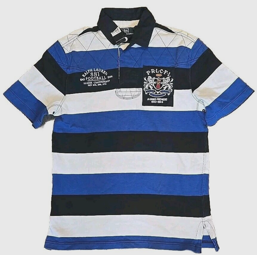 Polo Ralph Lauren Football Club gestreiftes Polo gesticktes Logo Herren individuelle Passform S