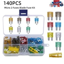 140pcs Micro2 Blade Fuse Auto Car Truck Assortment Fit Ford Dodge Fuses 5-30A