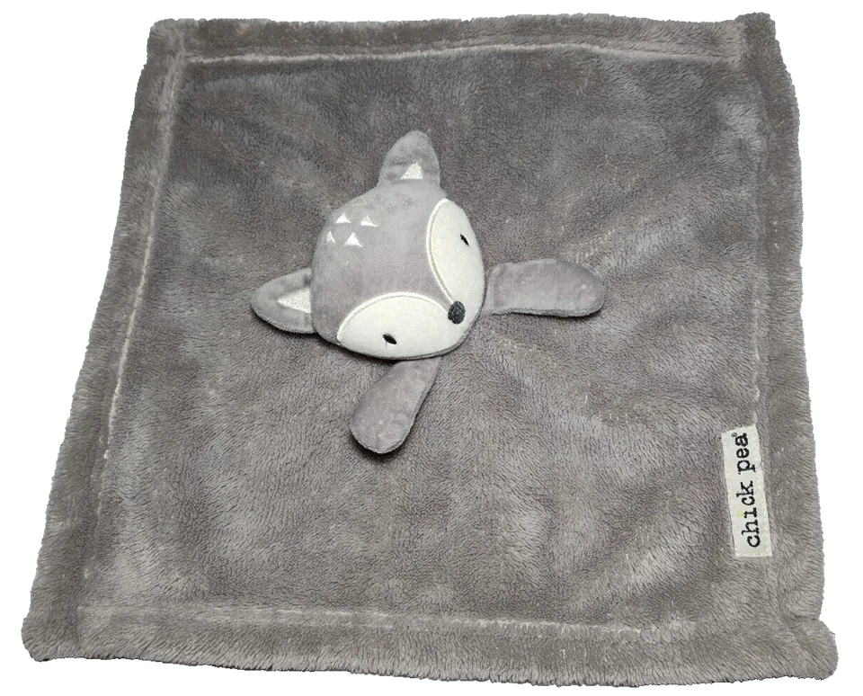 Manta de seguridad para bebé 13" Chick Pea Fox mapache marrón Lovey suave polar gris Foto 2 de 4