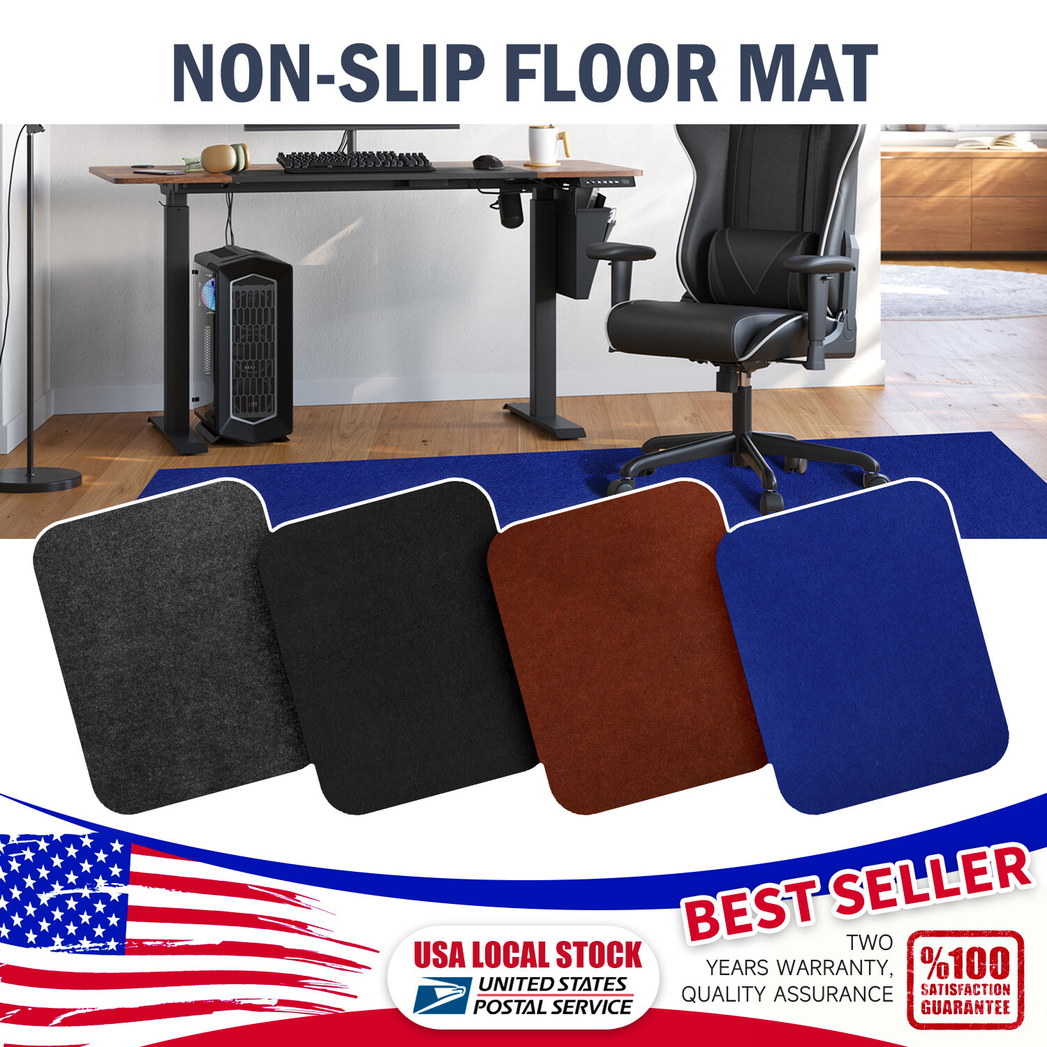 Black Grey Chocolate Blue Carpet Chair Mat for Office Home Hardwood Floors  