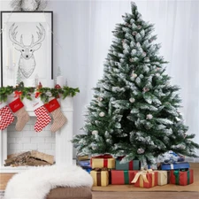 Artificial Snow Flocked Christmas Tree 4ft 5ft 6ft 7ft / Warm Lights Decorations