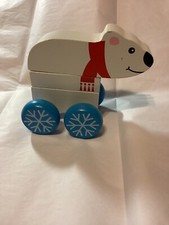 Melissa And Doug Polar Bear Winter Holiday Pull Alone Block Toy