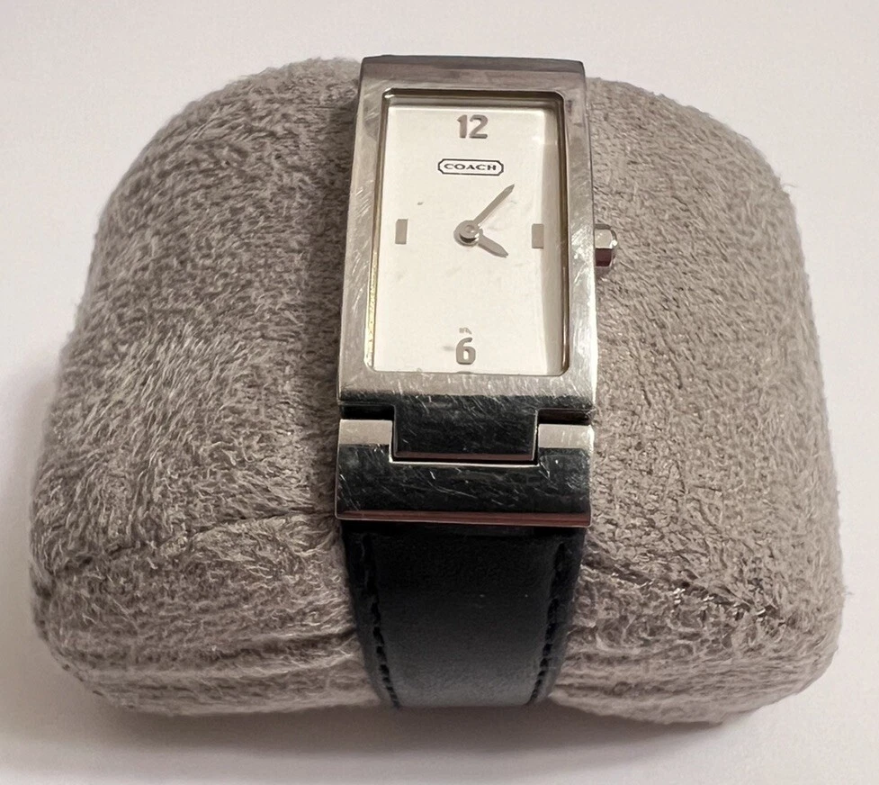 Orologio casual da donna COACH tono argento tutto acciaio abito nero pelle quarzo W040