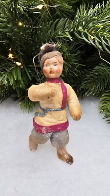 Watte tanzender Künstler antiker Christbaumschmuck 40er Jahre Ornament