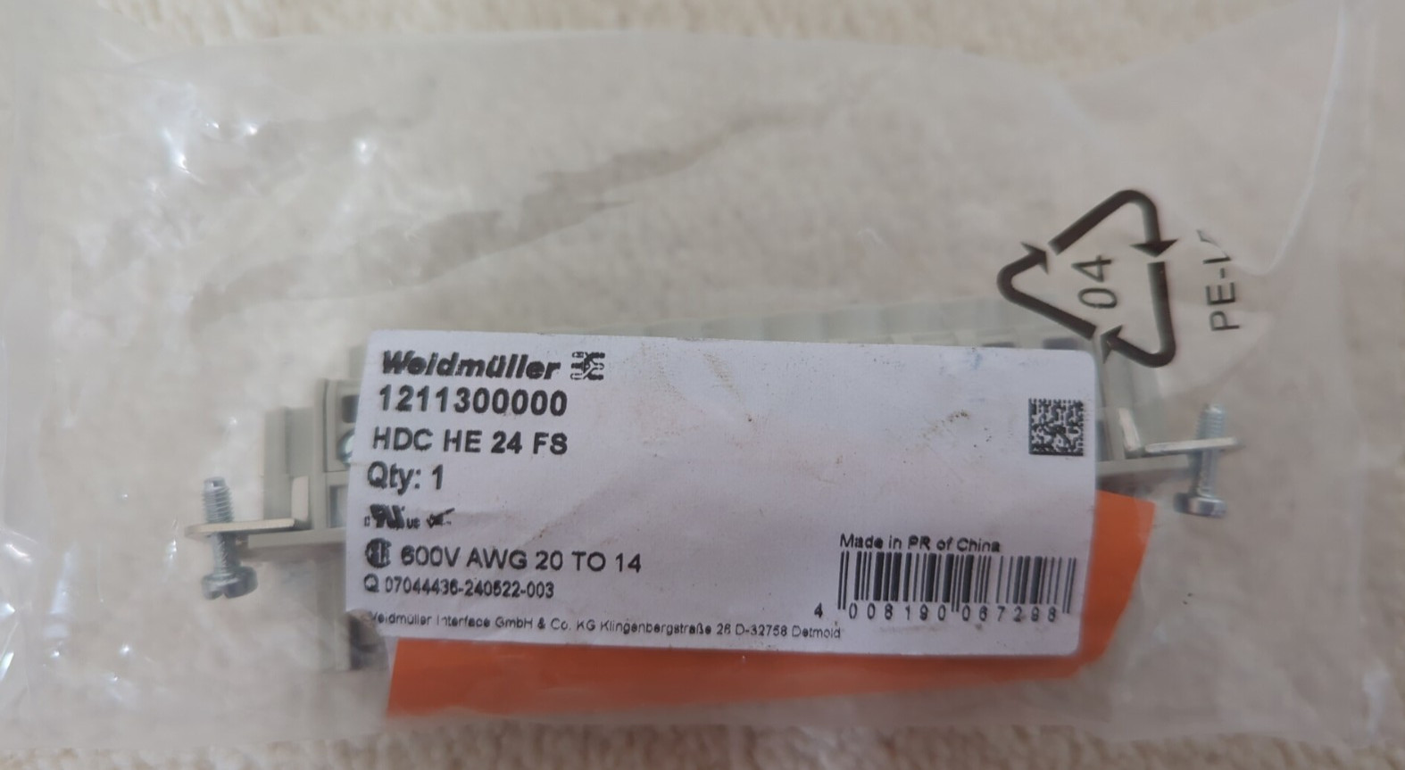 WEIDMULLER 1211300000 HDC HE 24 FS HDC Insert - New