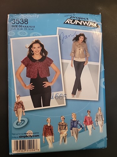 Simplicity 3538 Jacket with yoke collar & sleeve var SZ 4-12 SEWING PATTERN - Picture 1 of 3