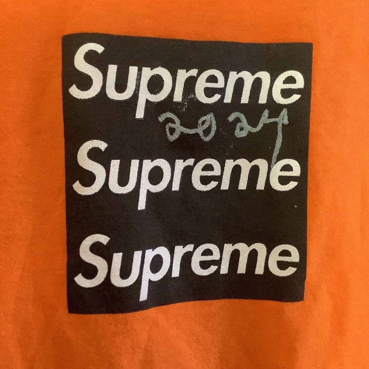 Triple Box Logo Orange Supreme 2XL T shirt Signed