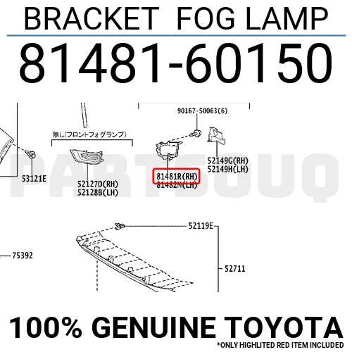 8148160150 Genuine Toyota BRACKET FOG LAMP 81481-60150 | eBay