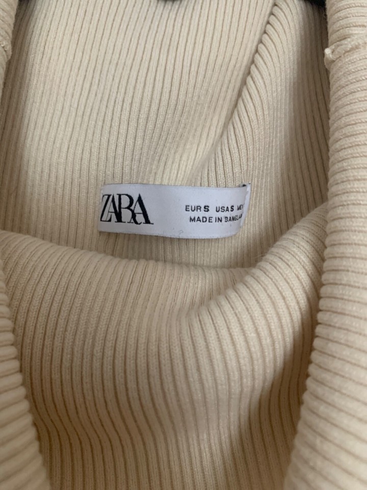 Zara Sleeveless Cream Ribbed Turtleneck Dress Size Small Women eBay