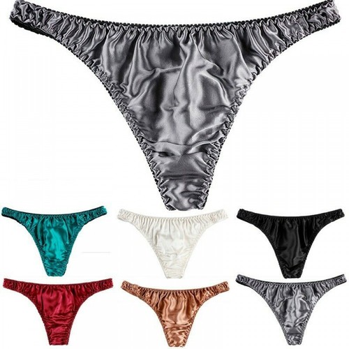 Herren Glänzend 100% Seide Satin G-String Tangas Unterwäsche Beutel Höschen Bikini - Bild 5 von 23