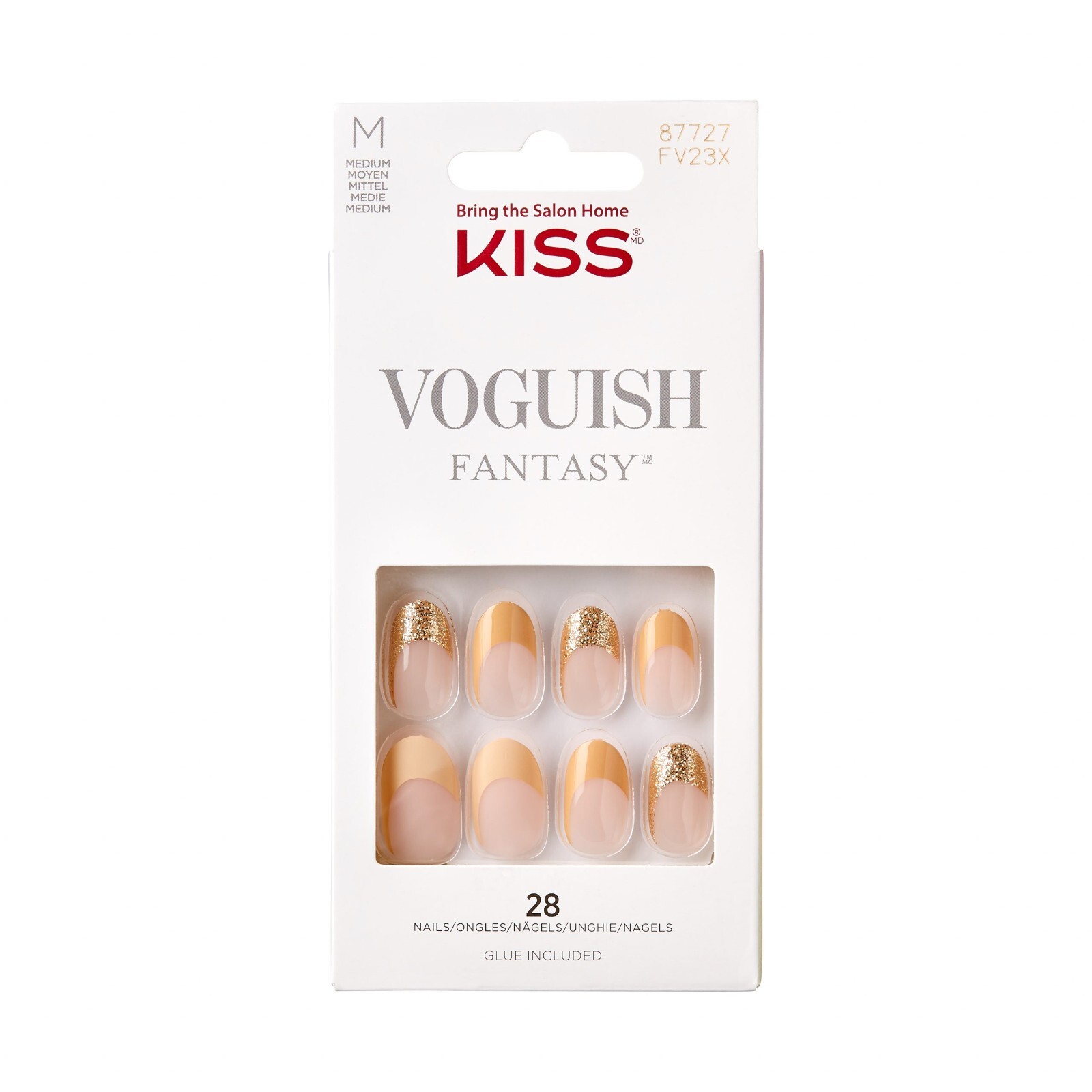 KISS VOGUISH FANTASY 28 Glue-On False Nails PALM TREES OVAL SHAPE MEDIUM LENGTH