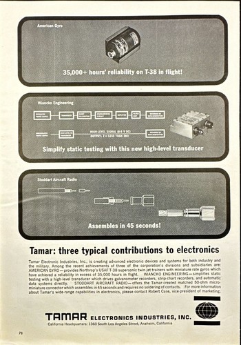 Publicité imprimée Tamar Electronics Industries Anaheim CA 1963