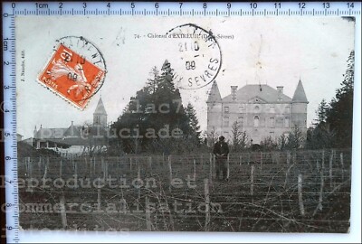 79 EXIREUIL CASTLE 1909 WINEMAKER VINES VILLAGE OLD POSTCARD POSTCARD