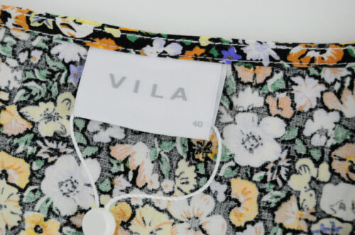 Vila Vikaja Top Mujer EU40 Algodón Verde Puff Manga Patrón Floral 2/4 Manga - Imagen 6 de 8