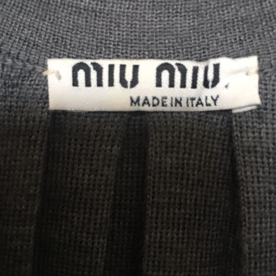 Mini vestido camisero gris 100 % lana manga larga Miu Miu para mujer Foto 2 de 4