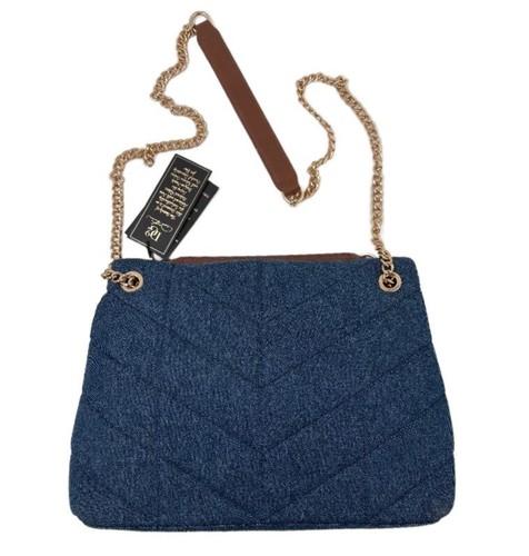 #DG2 by Diane Gilman Denim Envelope Bag w/Jeweled Heart & Adjustable Chain Strap - Picture 2 of 8