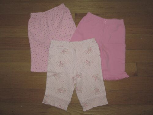 3 Pairs - Infant Girls Pink CARTER'S Floral Cotton Pants w/ Ruffles - 3 Months - Picture 1 of 10