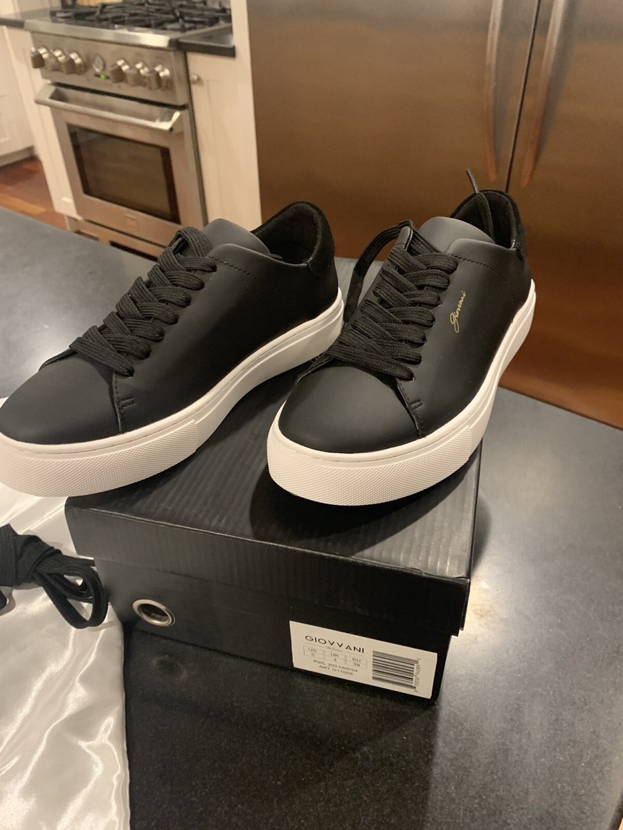 NIB Giovvani Milan Men's The Lorenzo Black Leather Sneaker Size US UK  EU 38