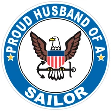 Proud Husband of a Sailor U.S. Navy Round Bumper Sticker Military Vinyl Decal 5"