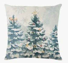 Winter Tree Nature Christmas Linen Throw Pillow Cover Winter Holiday Home Decor