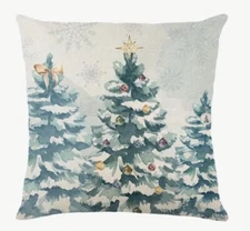 Winter Tree Nature Christmas Linen Throw Pillow Cover Winter Holiday Home Decor