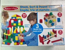 Melissa and Doug Value Set 3 Toy Gift Set Stack Sort Pound Wooden Toy Collection