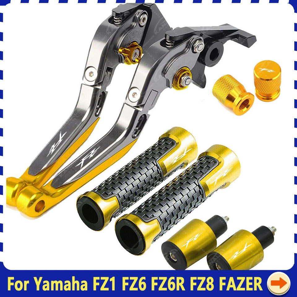 NEW For Yamaha FZ1 FZ6 FZ6R FZ8 Fazer Handle Grips Cap Brake Clutch Levers US Foto 2 de 4