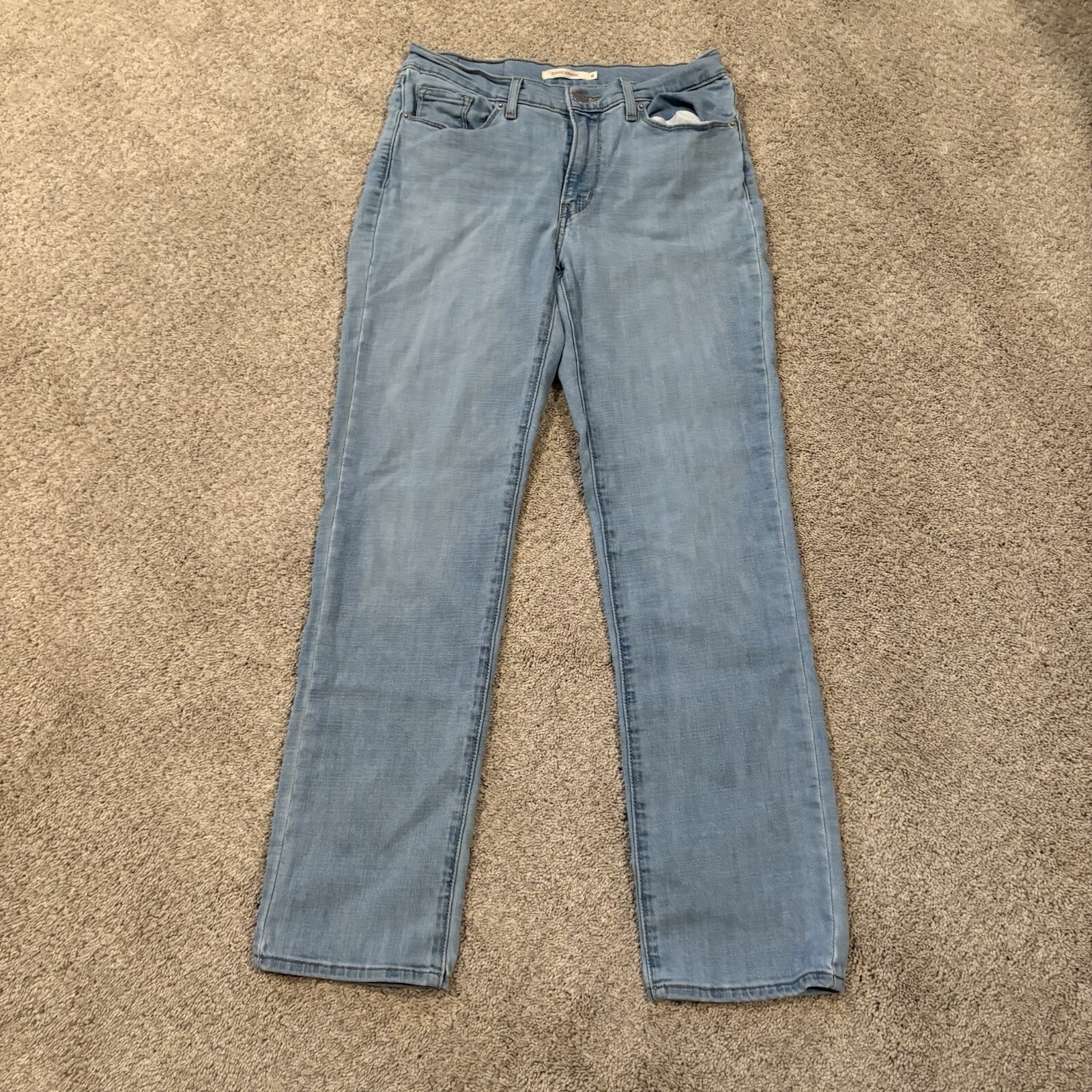 Levis Classic Straight Womens Jeans Light Blue Denim Mid-Rise Stretch Size 6