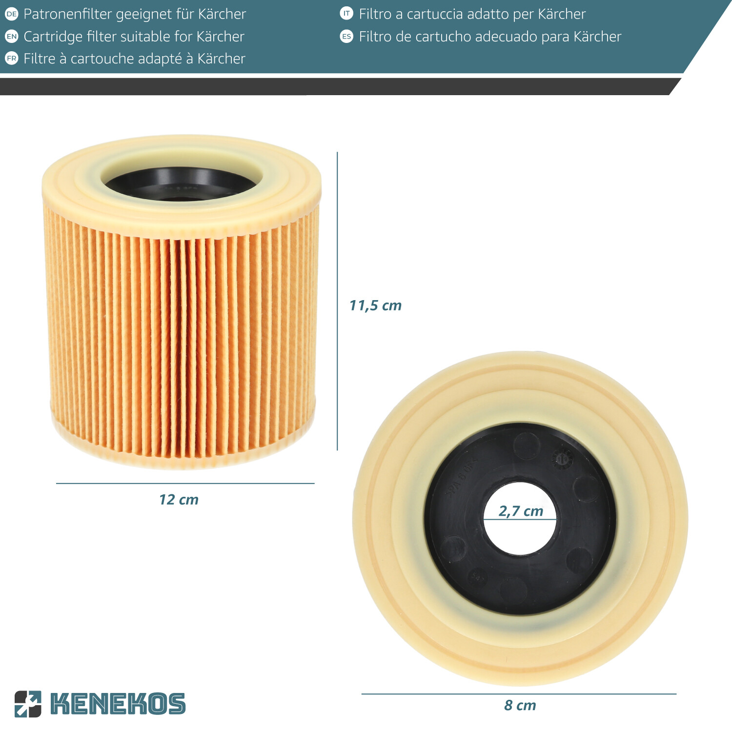 vhbw 10 microfleece stofzakken compatibel met Kärcher 15, 2101, 2101 TE, 2111, 2301, 4000 Plus, 4000 TE stofzuiger, 49,4 cm x 17,2 cm, wit