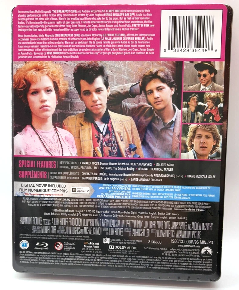 Pretty in Pink 35th Anniversary Steelbook - Blu-ray+Digital DTS-HD Master Audio - Image 2 of 3