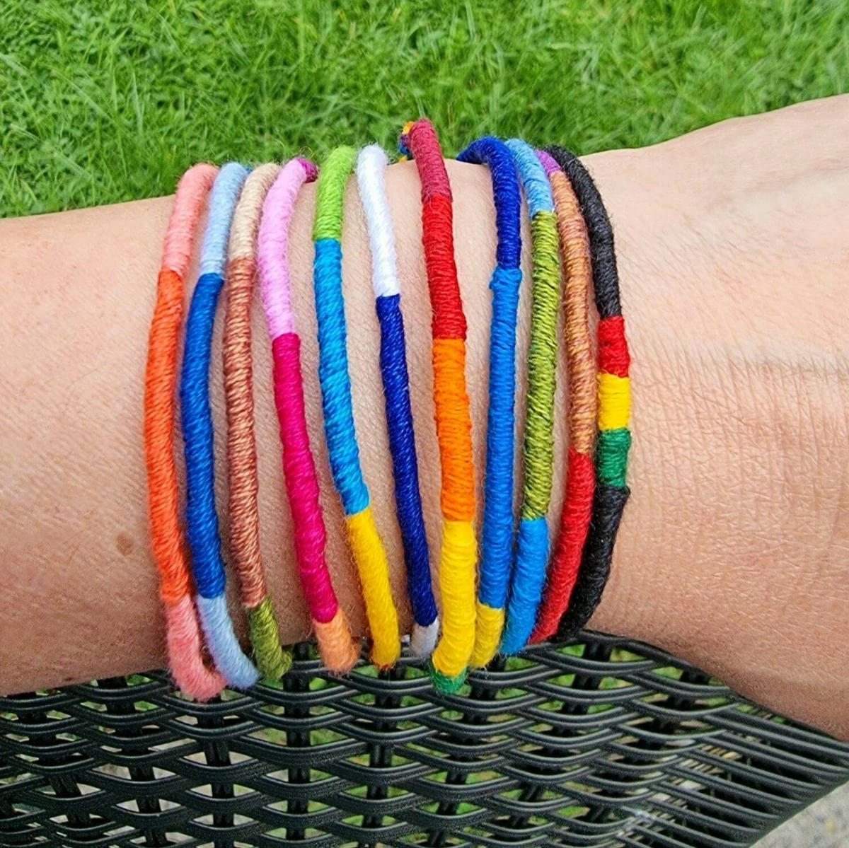 Thin Round Friendship Bracelets Handmade Cotton Woven String Wholesale  Quantity