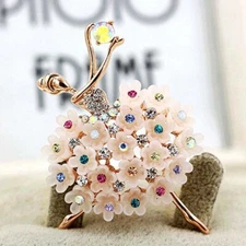 New Small Fragrant Wind Scarf Pin Jeweled Brooch Ballet Dancing Girl for Woman
