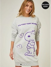 BNWT SIZE L LARGE GEORGE GREY PEANUTS SNOOPY SWEATSHIRT DRESS longline top 16-18