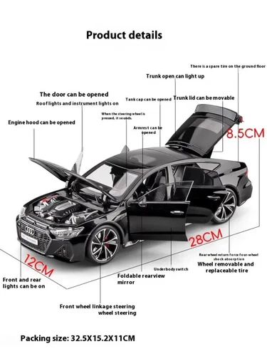 1:18 AUDI RS7 Sportback Key Version Diecast Car Model Collectible Sound & Light - Picture 19 of 19