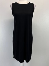 Eileen Fisher Black Tank Dress XS Sleeveless Stretch Shift Jersey Basic Capsule
