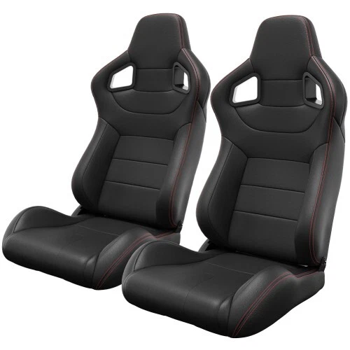 2Pcs Universal Bucket Racing Seats for Kia, PVC Leather, Reclinable, Carbon Look Foto 4 de 4