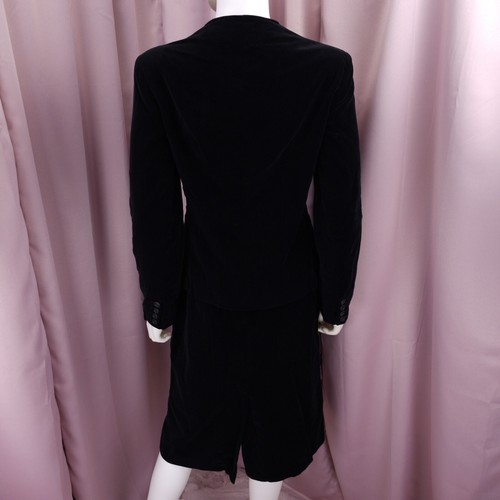 '90s Y2K Butterfly Prestige Women's Black Velvet Long Sleeve Skirt Suit Set 10 - Picture 6 of 7