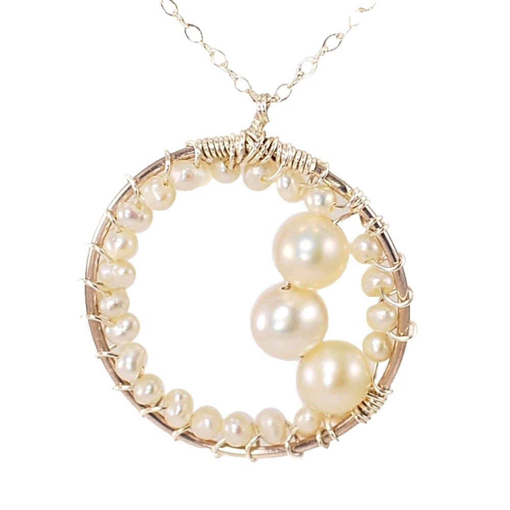 Cadena de Perlas de Plata Esterlina Collares y colgantes hechos a mano