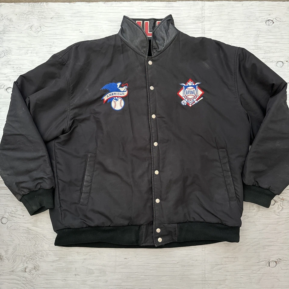 Vintage 90s JH Design MLB Patch Wool Blend Reversible Baseball Jacket Sz 3XL - Image 3 of 4