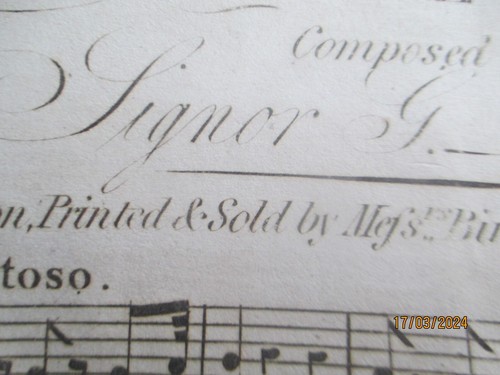 ANTIQUE 200 YR OLD GEORGIAN 19 PAGE SHEET MUSIC ROSSINI OPERA;'RICARDO E ZORAIDE - Picture 7 of 9