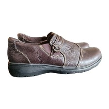 Clarks Collection Ultimate Comfort Womens Leather Shoes Flats 8 Brown Slip On
