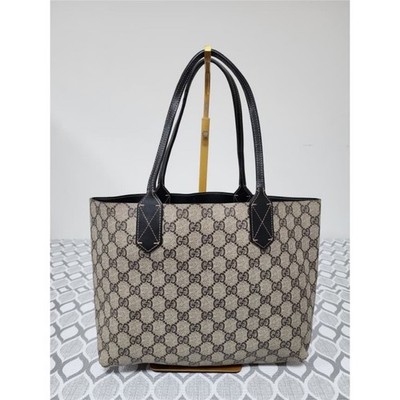 Authentic GUCCI GG Coated Canvas Supreme Reversible Small Tote Bag Beige/Black